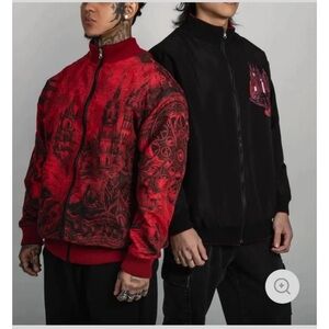 Bloodborne Reversible Bomber Graphic Jacket Anime Windbreaker Black Red